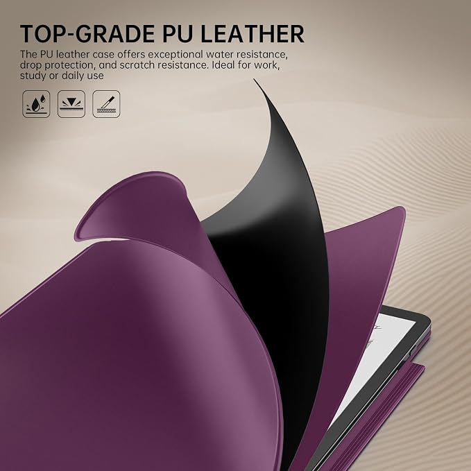MoKo Magnetic Case for All-New 11" Kindle Scribe 2025(3rd Generation) & Kindle Scribe Colorsoft 2025(1st Generation) - Slim Folio Premium PU Leather Cover with Pen Clasp & Auto Sleep Wake, Dark Purple