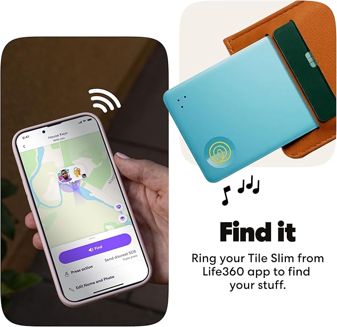 Tile by Life360 Slim - Wallet Finder, Bluetooth Tracker and Item Locator for Luggage Tags, Passports and More. Both iOS and Android Compatible. Phone Finder. 1-Pack (Aqua Lemon)