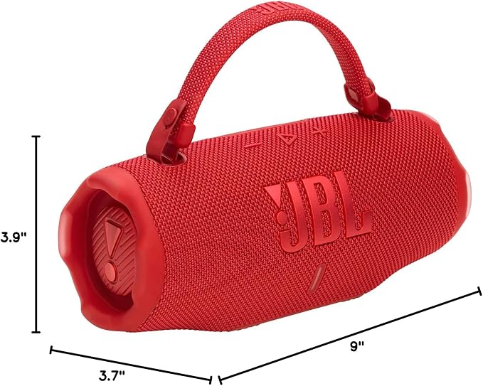 JBL Charge 6 - Portable Waterproof & Drop-Proof Bluetooth Speaker, Bold JBL Pro Sound with AI Boost, 28Hrs of Playtime, Built-in Powerbank & Comes with a Sturdy/Removable Carrying Strap (Red)