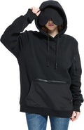 Travel Hoodie with Built-In Eye Mask for Airplane Travel Breathable Comfort Pullover Sweatshirt Multiple Pockets