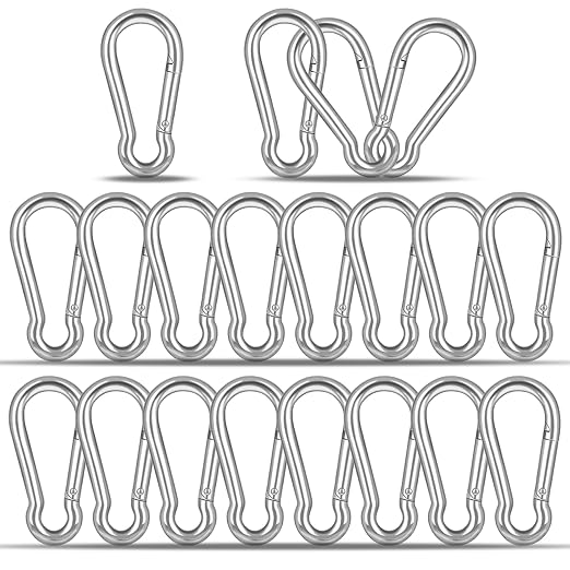 20PCS M4 Heavy Duty Carabiner Clip, 1.57Inch Snap Hook Quick Link Small Carabiner Clips,Spring Link Buckle for Fishing Camping Hammock Dog Leashes-110LBS Holding Capacity (Silver)