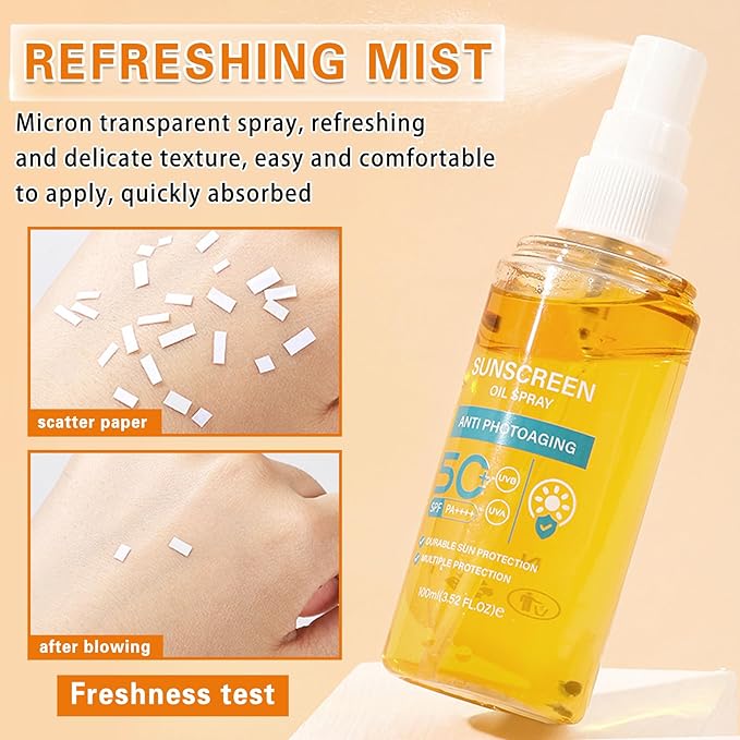Sunscreen Oil Body Sunscreen Spray Spf 50 Hydration Glow Mist Lightweight Spf Body Oil,Refreshing Spray,Suitable for All Skin Types