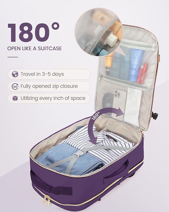 LOVEVOOK 40L Travel Backpack Flight Approved Carry on Backpack,3 Packing Cubes,Waterproof Personal Item Travel Bag,TSA Carry on Luggage Suitcase Travel Essentials,Gifts for Women & Men,fits 17" Laptop