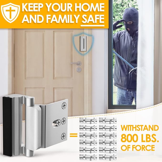Home Security Door Reinforcement Lock Child proof High Security Door Lock Front Door Locks for Kids Safety Withstand 800lbs Door Latch Lock Christmas Gifts Stocking Stuffers for Men Women Adults Elder