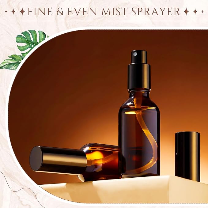 Roshtia 30 Pcs Glass Spray Bottle Clear Empty Bottles Small Refillable Reusable Perfume Bottle with Fine Mist Sprayer Pump for Face Body Travel(1 oz,Black Amber)