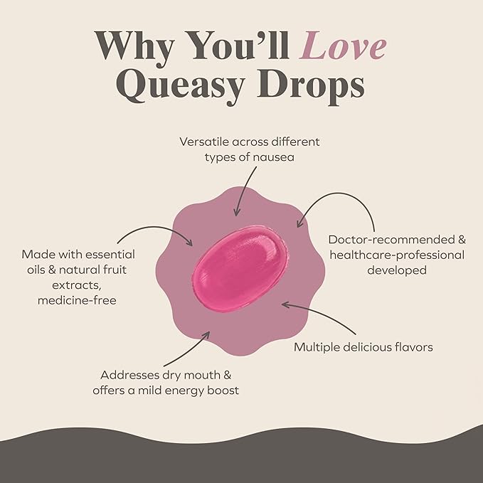 Three Lollies Queasy Drops - Ease Chemotherapy Nausea & Travel Sickness - Alleviates a Dry Mouth - Natural Ingredients - 21 ct