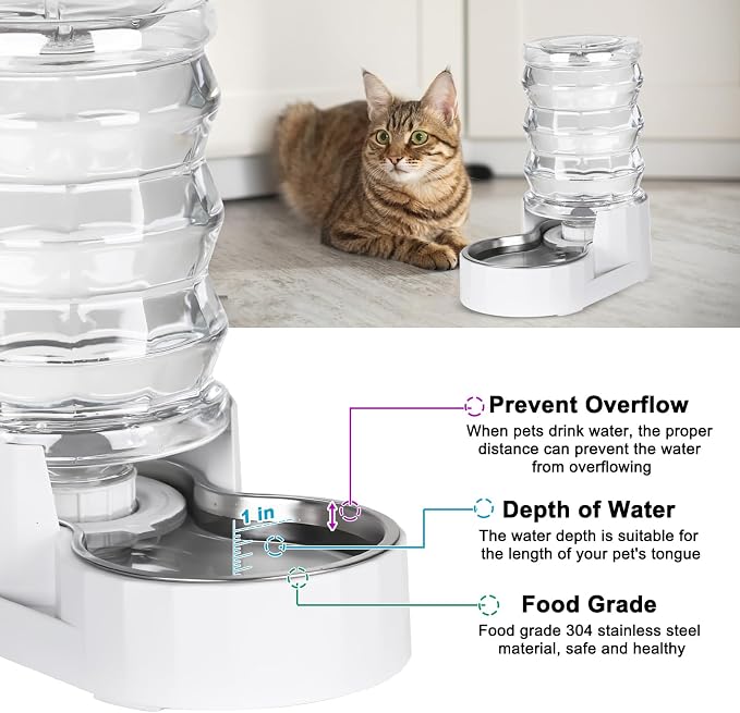 RIZZARI 4L Compact Gravity Pet Water Dispenser with Water Filter | Apartment-Friendly Size,Cleaner Water Every Day,Perfect for Small Pets,Less Frequent Refills,Quick Daily Cleaning