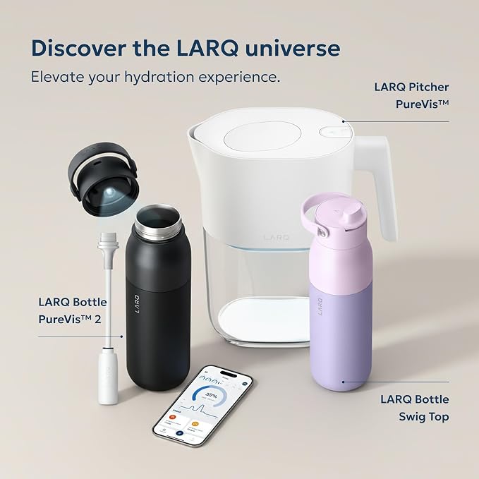 LARQ Summer Swig Set: Bottle Swig Top 23oz Obsidian Black Filter Straw