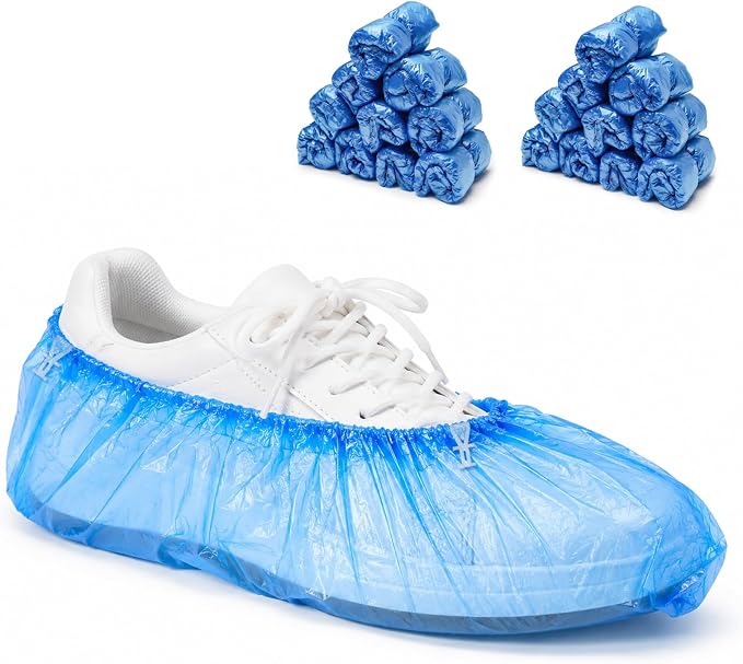 200pcs Plastic Shoe Covers Disposable with T-Buckle, Shoes Cover Refill for Automatic Machine, Universal Cover Shoes Suitable for Any Dispenser