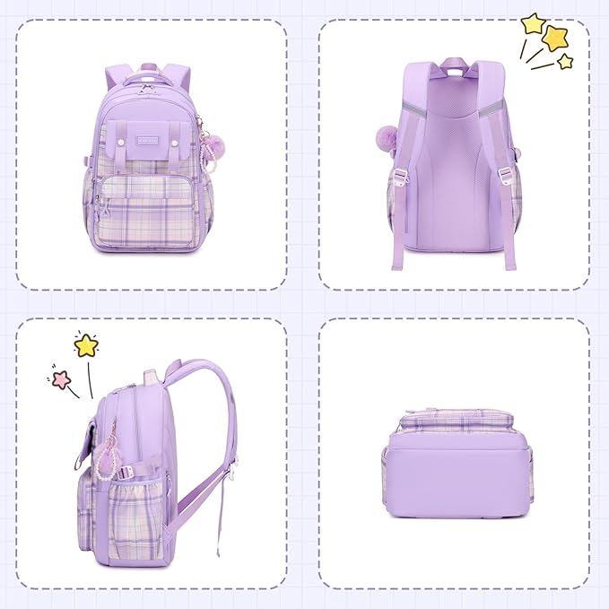 MUSEVOS Girls Backpack, Ideal School Backpack for Girls from Elementary to Teen Years, Kawaii Bookbag Cute Large Capacity