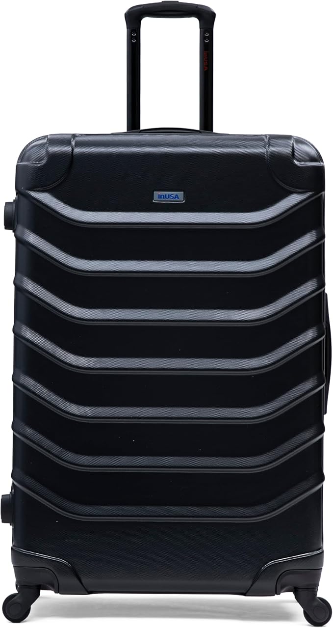InUSA ENDURANCE Luggage with Spinner Wheels | Durable Lightweight Hardside Suitcase, Travel Bag with Handle and Trolley, 32-Inch Extra-Large Checked Luggage | Black