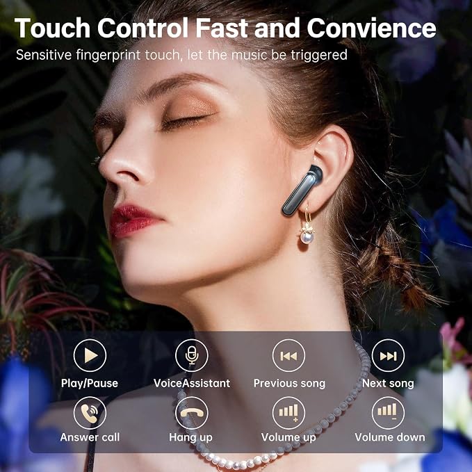 HiFi Stereo Wireless Earbuds, Bluetooth 5.3 with LED Display 50H Playback ENC Noise Canceling IPX7 Waterproof Earphones for Gym/Running/Work