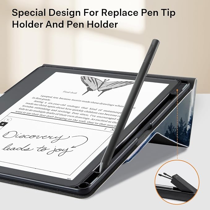 CoBak Stand Case for Kindle Scribe - Premium Folio Leather Cover with Pen Holder, Auto Sleep/Wake - Compatible with 10.2 Inch Kindle Scribe (2022/2024 Release)