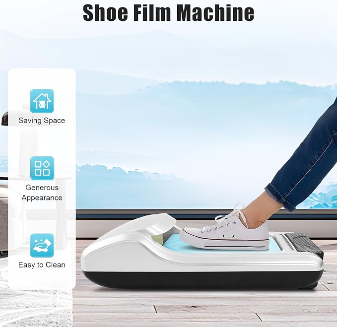 Automatic Shoe Covers Dispenser Machine,Foot-operated Shoe Film Machine with 3 Rolls Disposable Covers Non-slip Waterproof Shoe Wrapping Machine for Home, Offices, Factories,Shop,Grey