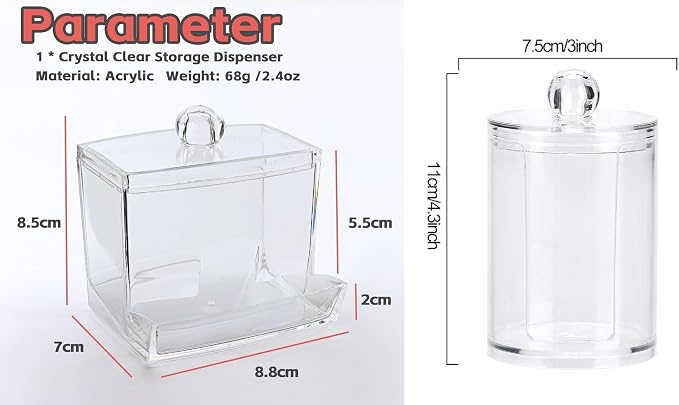 Makeup Removal Cotton Pad Holder with Lid, Multipurpose Bathroom Cotton Swabs Storage Box Cosmetic and Makeup Organizer, Clear, Standard, Combo(Round + Square)