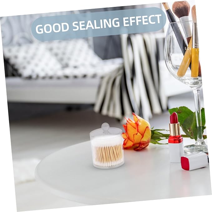Unomor 3pcs Bathroom Jar Lid Cotton Swab Holder Organizer Cotton Pad Dispenser Storage Box