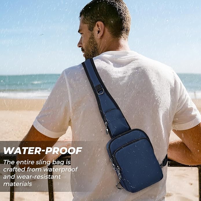 Crossbody Bag Anti Theft Sling Bag for Women Men RFID Blocking, Small Shoulder Chest Bags with Zipper Lock