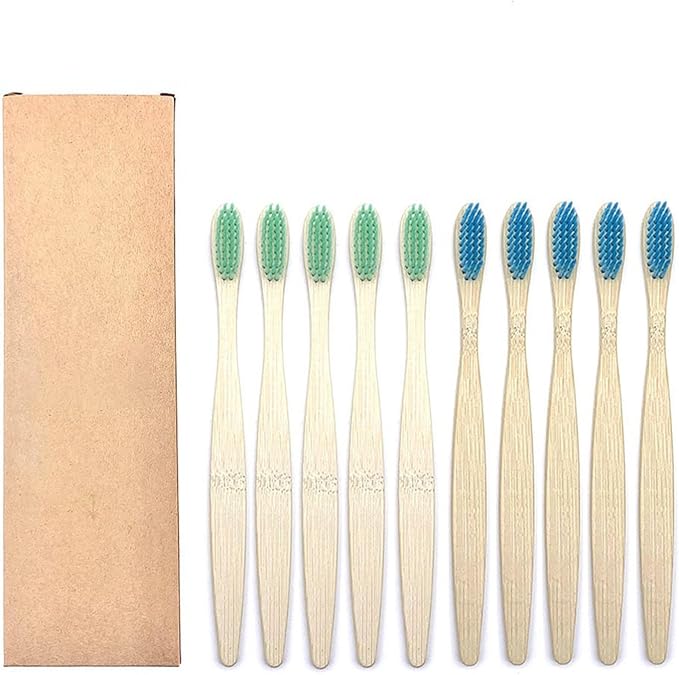 Manual Toothbrush 10PCS Colorful Toothbrush Set Soft Bristle Teeth Whitening Toothbrushes Soft Care Toothbrush(5 Green 5 Blue)