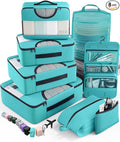Veken 8 Set Packing Cubes for Travel Essentials, Suitcase Organizer Bags in 4 Sizes, Carry-On Luggage Accessories with Large Laundry Bag & Passport Holder, Must-Have for Airplane, Road Trip & Camping
