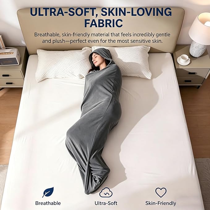 Sleep Pod for Deeper Sleep - Wearable Blanket Hoodie with Eye Mask, Improved Hug Sleeping Pod with Soft Breathable Fabric, Portable Compression Sleeping Bag for Camping, Travel & Home Lounging