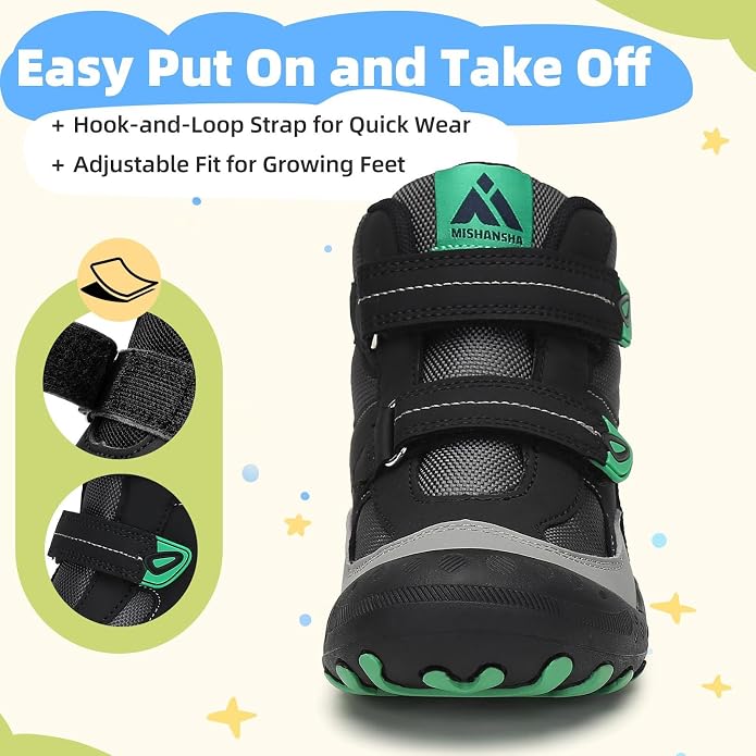 Mishansha Kids Water Resistant Hiking Boots, Boys Girls Anti Collision Anti-Skid Athletic Outdoor Adventure Trekking Shoes