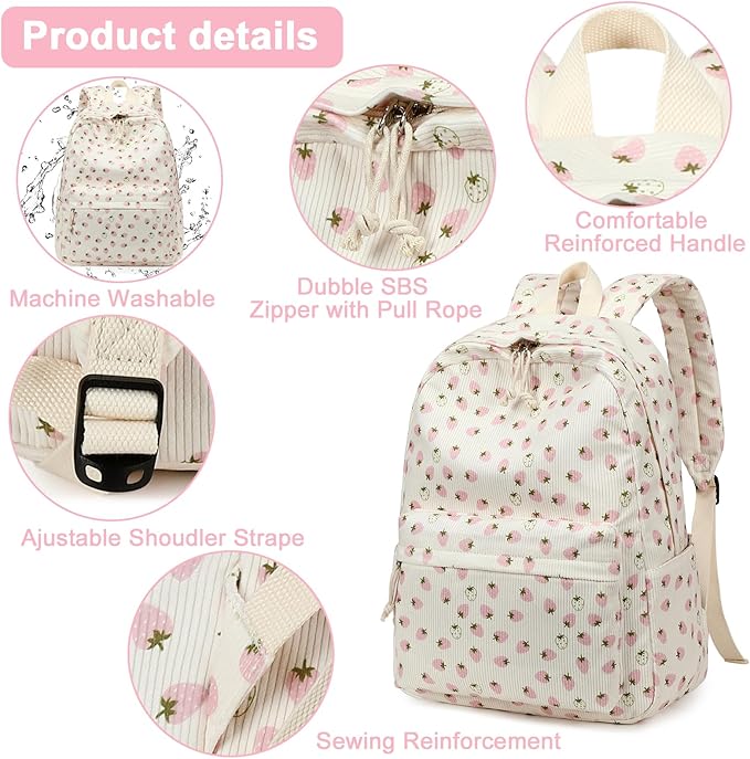 Bluboon School Backpack for Teen Girls Bookbags Elementary High School Corduroy Laptop Bags Women Travel Daypacks