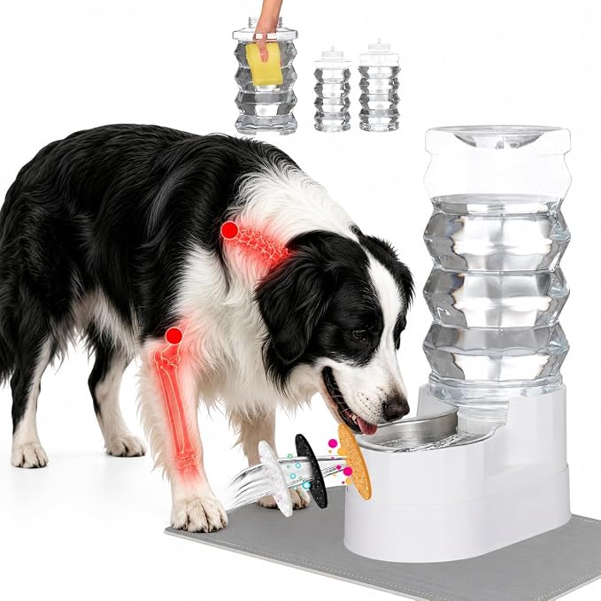 RIZZARI 9L Gravity Elevated Stainless Steel Dog Water Dispenser | Comfortable Drinking Height for Large & Senior Dogs,Filtered Hydration Design, No Electricity Needed, Spill-Proof