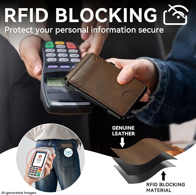 furid Smart Wallet For Men Slim: Rfid Minimalist Pop Up Wallets with Money Clip Metal Credit Card Holder - Gifts for Husband Father at Birthday Anniversary