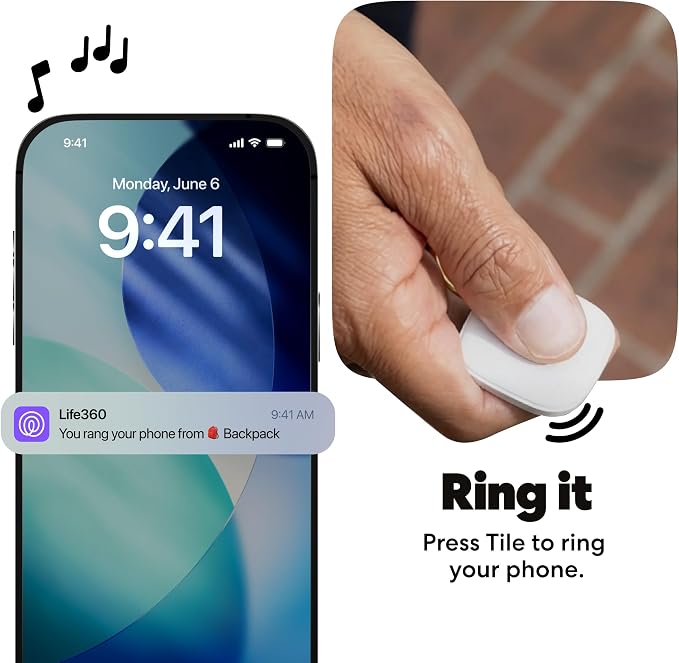 Tile by Life360 Mate Bluetooth Tracker, Keys Finder and Item Locator for Keys, Bags and More. Phone Finder. Both iOS and Android Compatible. 1-Pack (White)