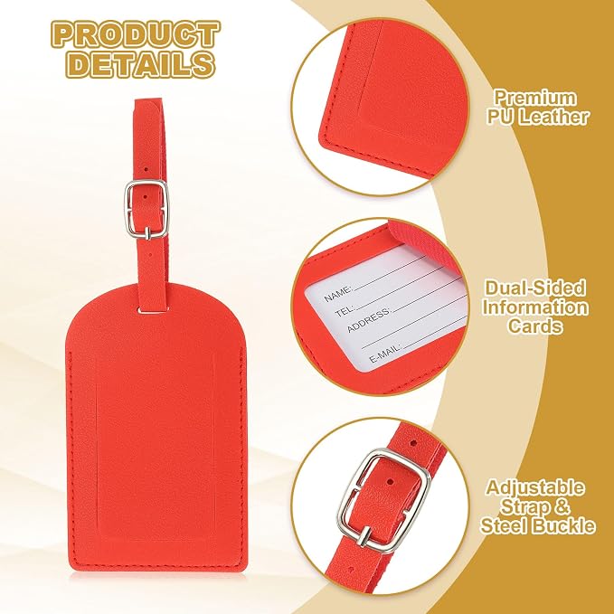 PATIKIL Leather Luggage Tag, 30 Pcs Luggage Tags Pu Bag Tags for Suitcases Airplane Travel Essentials, Red