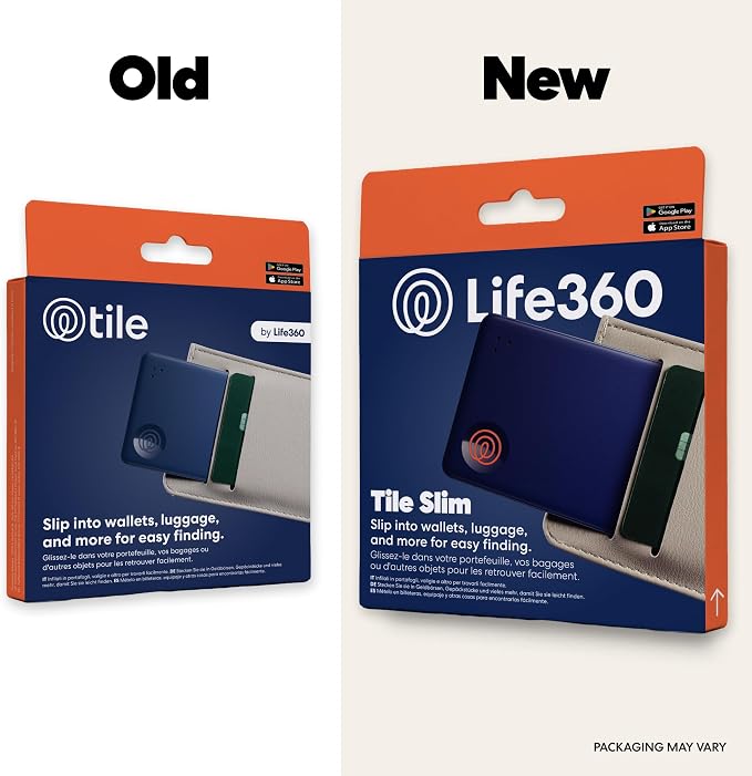 Tile by Life360 Slim - Wallet Finder, Bluetooth Tracker and Item Locator for Luggage Tags, Passports and More. Both iOS and Android Compatible. Phone Finder. 1-Pack (Navy Blaze)