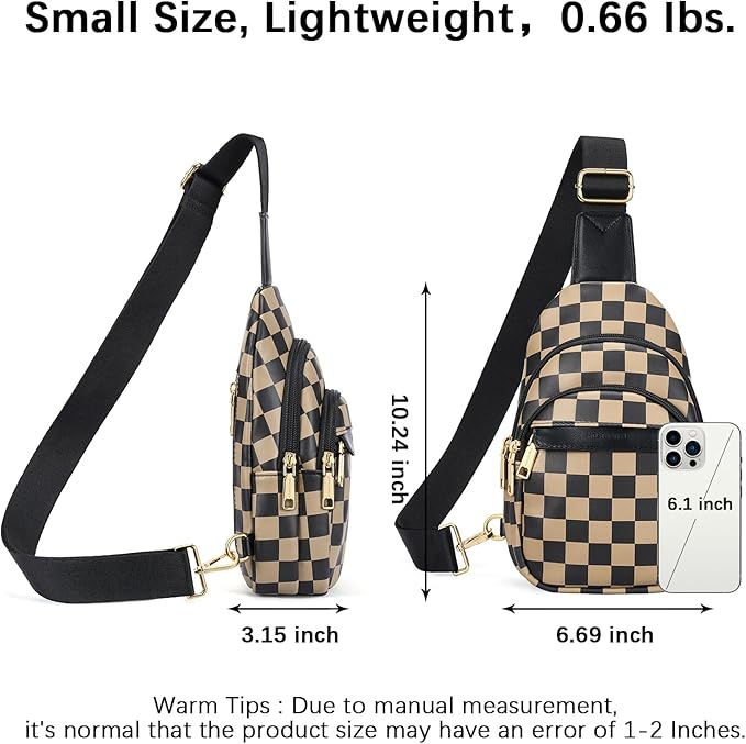 BOSTANTEN Sling Bag for Women Leather Crossbody Bags Fanny Pack Chest Bag for Travel