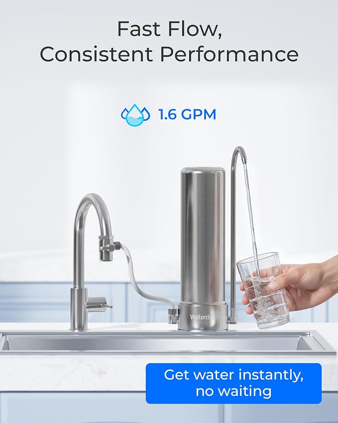 Waterdrop CFF-01 Water Filter Replacement for Waterdrop WD-CTF-01/CTF-02, NSF/ANSI 42&372 Certified, 5-stage Water Filter, Reduces Heavy Metals, Bad Taste and Up to 99% of Chlorine
