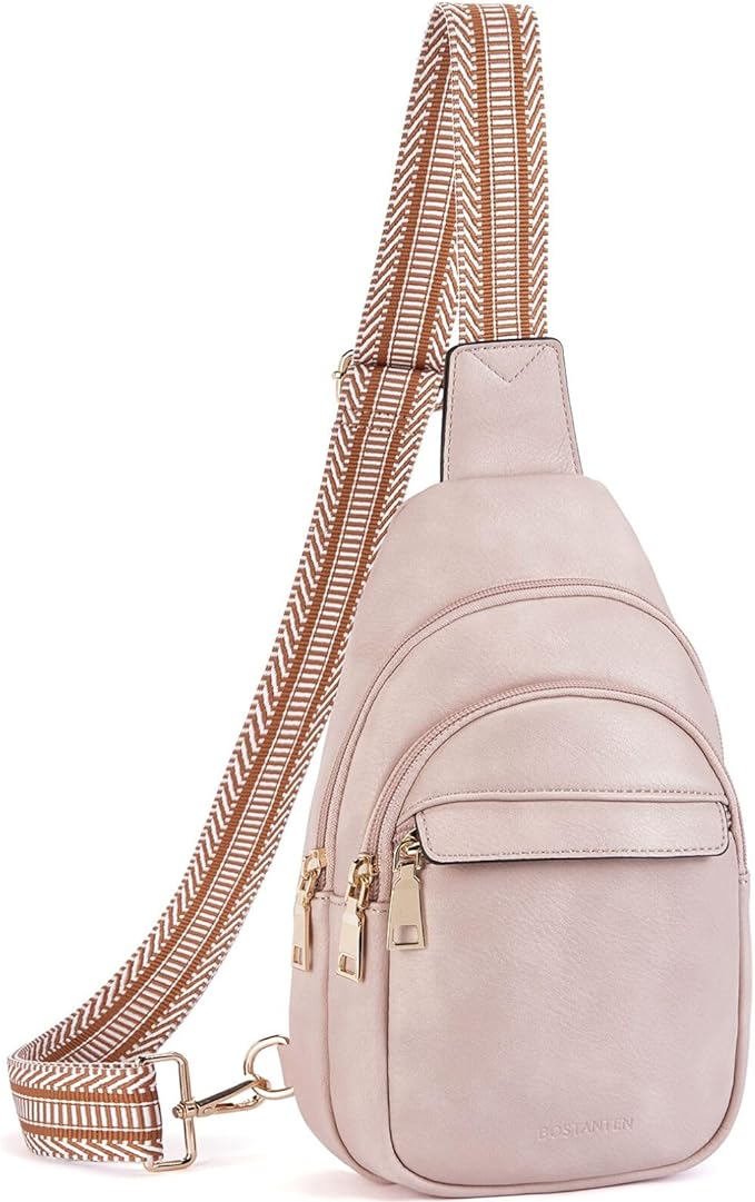 BOSTANTEN Sling Bag for Women Leather Crossbody Bags Fanny Pack Chest Bag for Travel