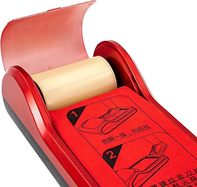 Automatic Shoe Covers Dispenser Machine,Foot-operated Shoe Film Machine with 1 Rolls Disposable Covers Non-slip Waterproof Shoe Wrapping Machine for Home, Offices, Factories,Shop,Red