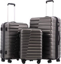 Coolife Luggage Sets, 3 Piece Hard Shell Suitcase Set with Spinner Wheels, Expandable Large Checked Luggage, Lightweight Rolling Carry On with TSA Lock Gray