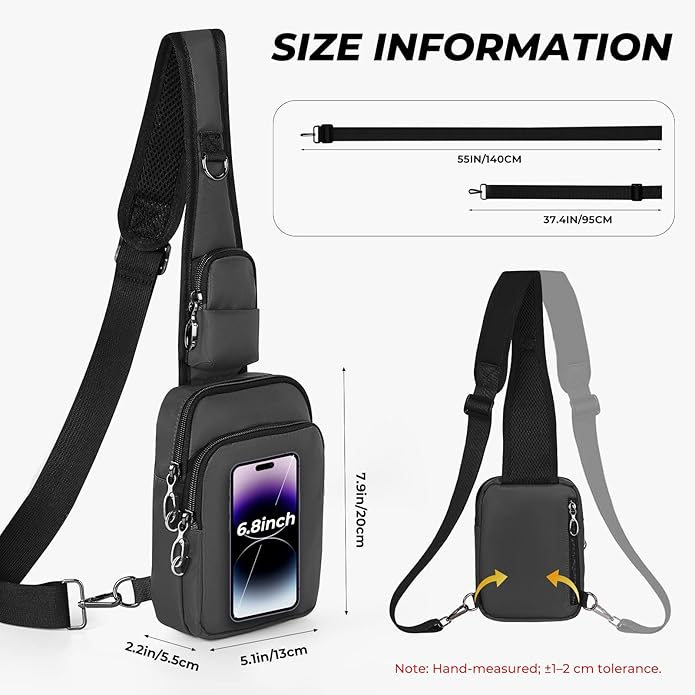 Crossbody Bag Anti Theft Sling Bag for Women Men RFID Blocking, Small Shoulder Chest Bags with Zipper Lock