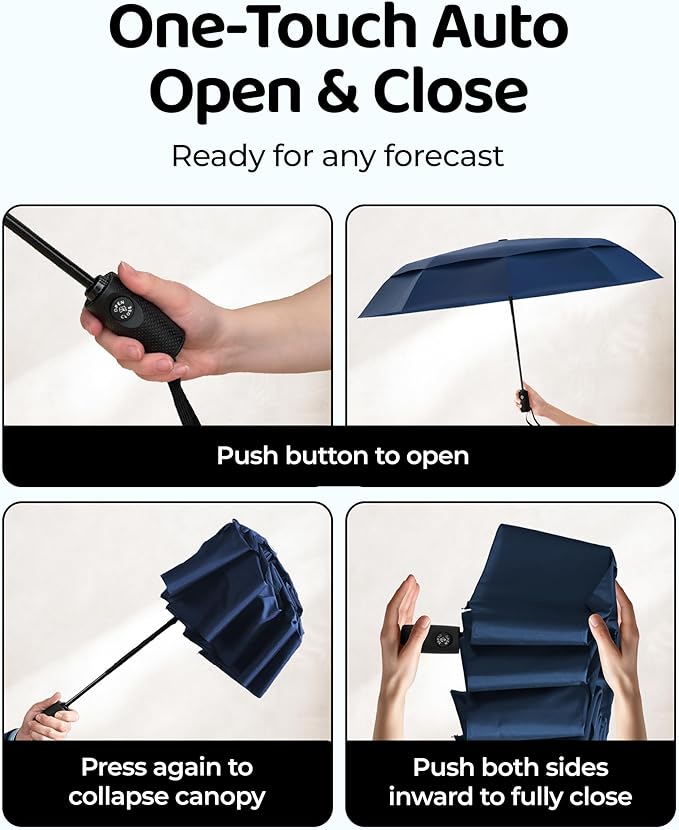 Repel Windproof Travel Umbrella - Compact & Withstands Winds up to 100MPH , Strongest Premium Auto Folding Umbrella for Rain and Sun - Durable, Light & Portable for Women & Men , Fits Backpack & Cars