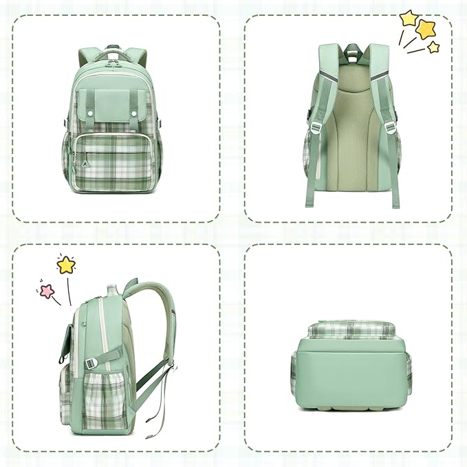 MUSEVOS Girls Backpack, Elementary Middle School Backpack, Large Capacity Kids Bookbag