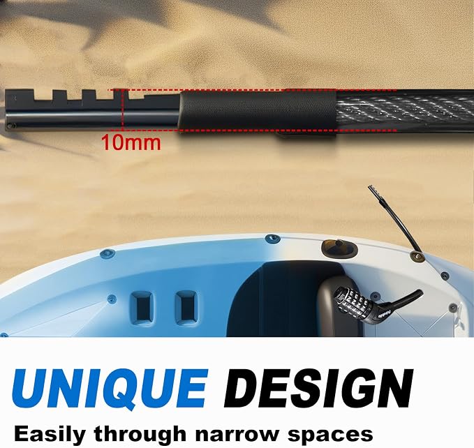 Long Cable Lock, Extra Long Straight Bike Lock (3ft to 25ft) with Resettable Combination, Kayak Locks, Unique Thin end Cable Locks Suitable Kayak, Scooter, Paddle Boards, Canoe, Jet Ski