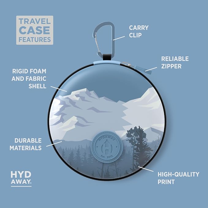 HYDAWAY Hydration Travel Pack - 17oz Collapsible Water Bottle with Flip-Top Lid and Protective Travel Case - BPA-Free, Leak-Resistant, and TSA-Friendly for Commuting, Hiking, and Traveling