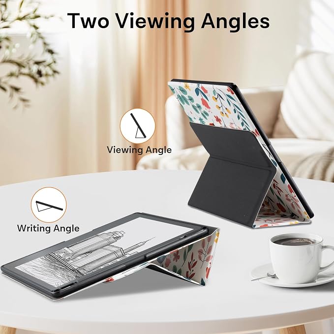 CoBak Case for E-Reader - All New PU Leather Cover with Auto Sleep Wake Feature for Tablet Reader 10.2" 2022 & 2024 Released with Pen Holder (not Compatible with Remarkable),Bloomwave