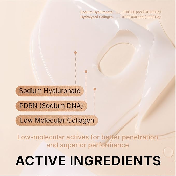 VIABEAUTY Bio Collagen Face Mask with PDRN and Hyaluronic Acid - Hydrogel Collagen Mask Overnight - Deep Hydrating, Glass Skin, Firming & Rejuvenating Skincare| 1.41oz(40g) x 4ea
