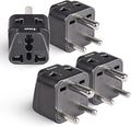 OREI US to India Plug Adapter- Type D Travel Adapter - 2 in 1 Travel Adapter for India, Nepal, Pakistan - CE Certified - RoHS Compliant - 4 Pack, Black
