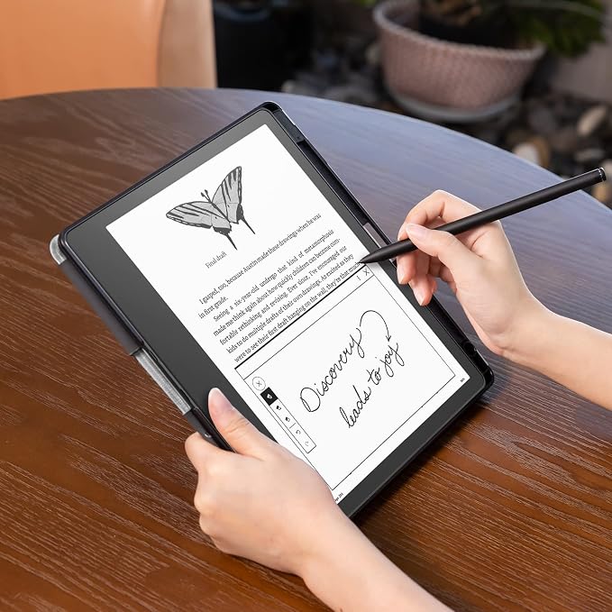 CoBak Case for Kindle Scribe - All New PU Leather Cover with Auto Sleep Wake Feature for Kindle Scribe 10.2" 2022 & 2024 Released with Pen Holder,Gray