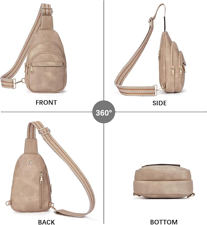 BOSTANTEN Sling Bag for Women Leather Crossbody Bags Fanny Pack Chest Bag for Travel
