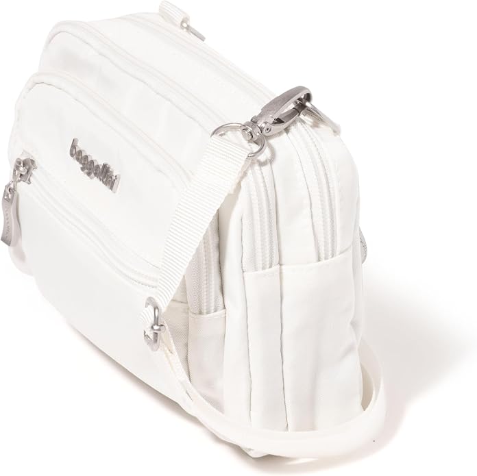 Baggallini Triple Zip Small Crossbody Bag for Women - Lightweight Convertible Fanny Pack Belt Bag