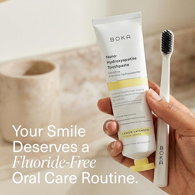 Boka Fluoride Free Toothpaste, Nano Hydroxyapatite Toothpaste, Appropriate for Sensitive Teeth - for Adult Oral Care - Lemon Lavender Flavor, 4 Fl Oz 3Pk US Manufactured