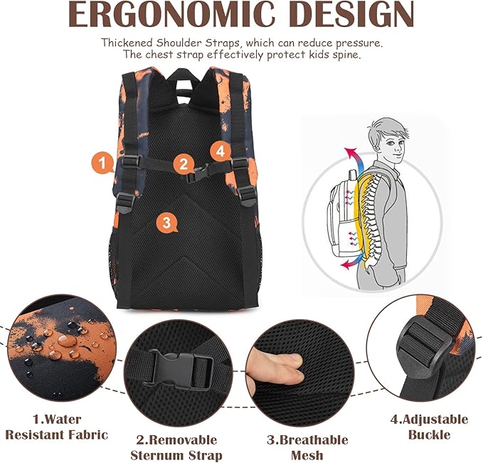 Kids Tactical Backpack Army Molle Bookbag Military Boys Backpack for School, Outdoor, Camping, Mars CM