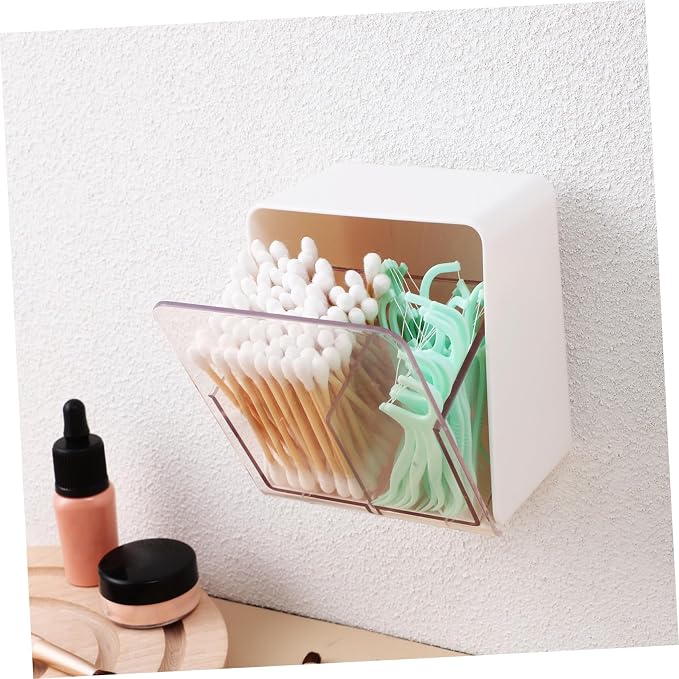 Unomor 4pcs Cotton Swab Holder Double Compartments Design for Easy Access for Makeup and Bathroom Organization Compact Cotton Dispenser Material